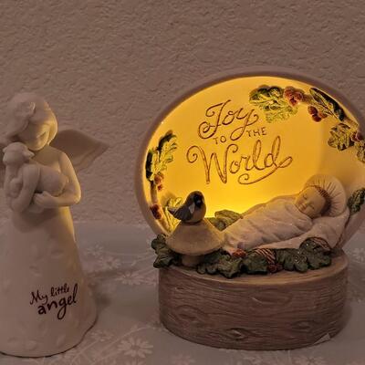Lot 222: Hallmark light Up Joy to the World and Angel with Lamb