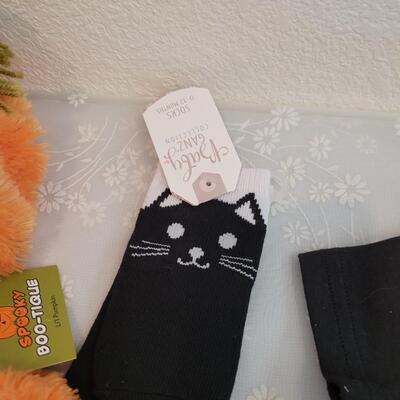 Lot 346: Baby Black Cat Onsie, Socks and Pumpkin Jacket