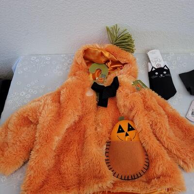 Lot 346: Baby Black Cat Onsie, Socks and Pumpkin Jacket