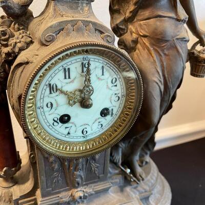 #1 Antique French Cast Metal Clock