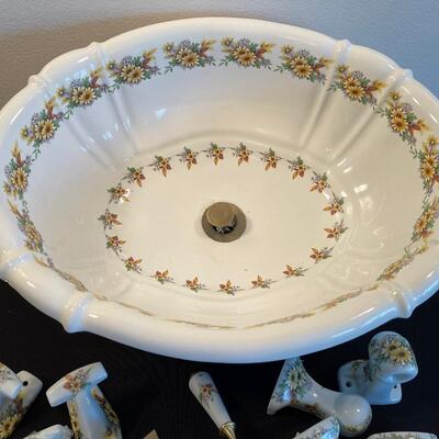 #10 Sunflower Drop in Bathroom Sink W/ Towl Hooks, Door Knob 2 towel rack 