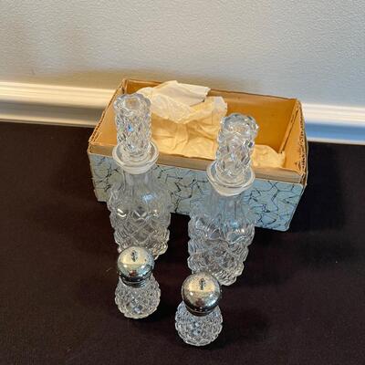 #13 Crystal Salt & Pepper and Vinegar & Oil Cruet 