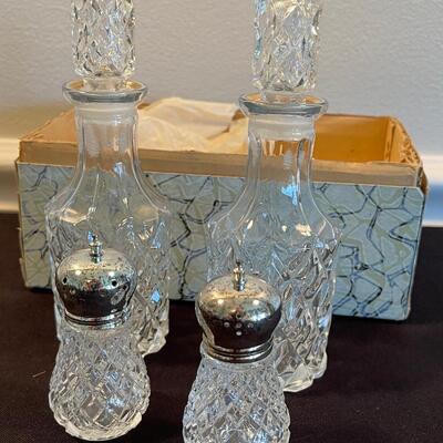 #13 Crystal Salt & Pepper and Vinegar & Oil Cruet 
