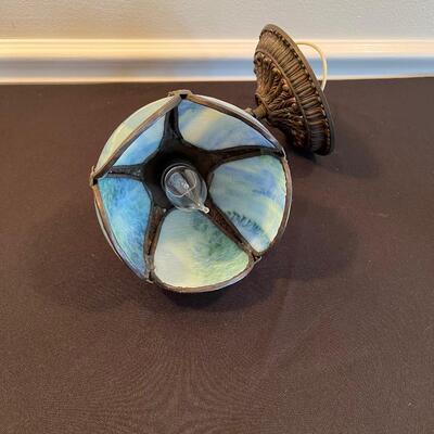 #14 Vintage Blue Slag Glass Wall Sconce 