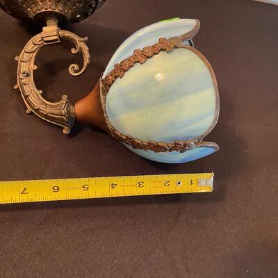#14 Vintage Blue Slag Glass Wall Sconce 