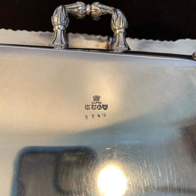 #16 Silver Divided Serving Dish with feet and Lid. 