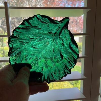 #49 Forest Green Blenko Cabbage leaf Bowls 