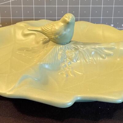 #50 Darling Sage Colored Bird Serving Platter Stoneware