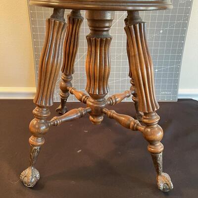 #63 Claw Foot Walnut Piano Chair