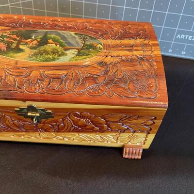 #83 Hand Carved Cedar Jewel Box 