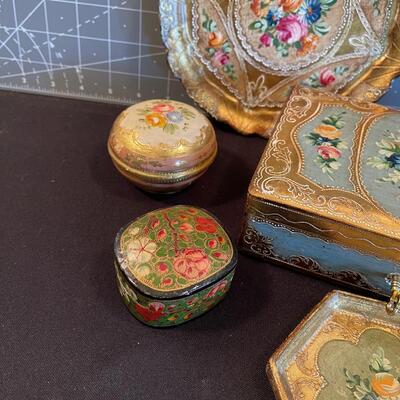 #85 Decorated Wood Items: Box, Plate etc. 