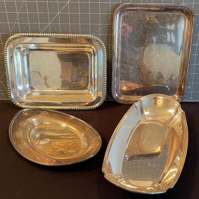 #89 Silver Plated (4) Serving Plates 