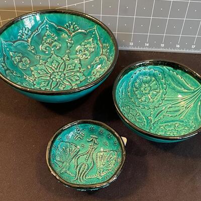 #95 (3) Turkish Green Bowls 
