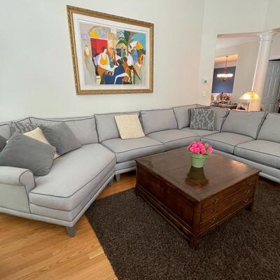 Like new Rowe furniture grey sectional sofa