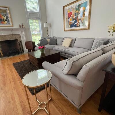 Like new Rowe furniture grey sectional sofa