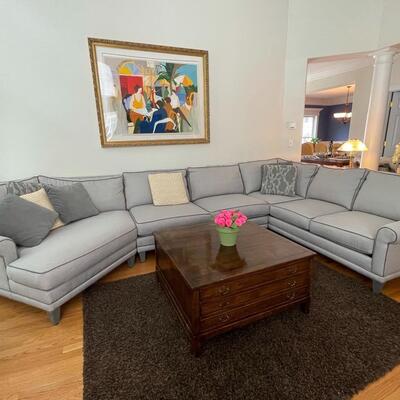 Like new Rowe furniture grey sectional sofa