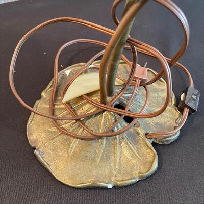 #114 Slag Glass & Brass Flower lamp