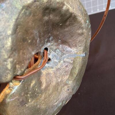 #114 Slag Glass & Brass Flower lamp
