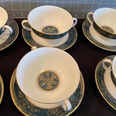 #120 8-Royal Doulton "CARLYLE" Cream Soup Bowls w/Saucers