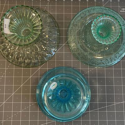 #131 Colored Glass footed dishes