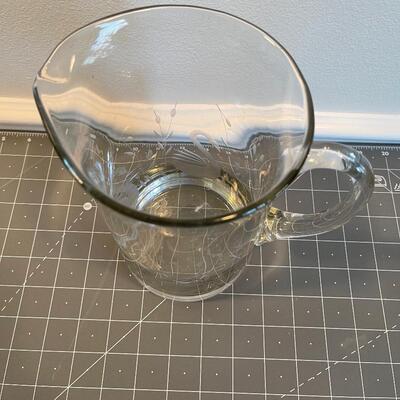 #132 Etched Glass Crystal Swan Water Pitcher