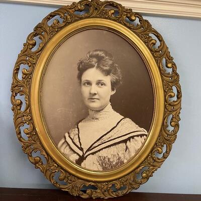 #169B Antique Photo in and Old Wood Frame 
