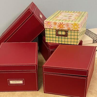 #183B Photo / file Boxes  + Green Tub 