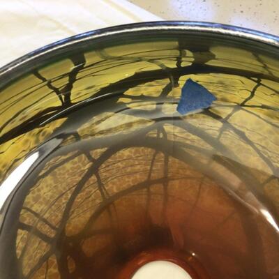 947-Art Glass Signed Lamp-Cherry Blossom signed by Carl Radke