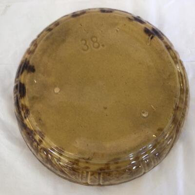 950-Early Yelloware Sponge Bowl & Early Wooden Bowl