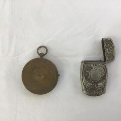 958-Antique Brass Compass & Match Striker