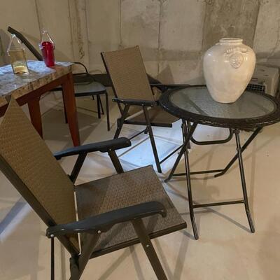 Outdoor bistro table and two chairs