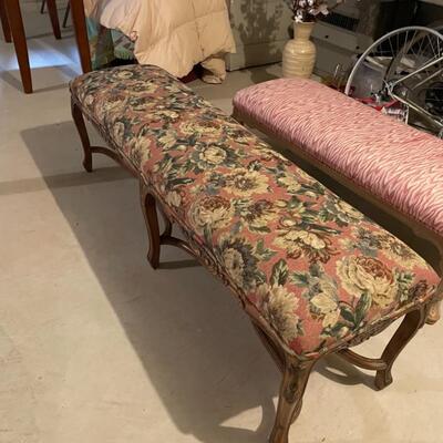 Floral bench with wood frame