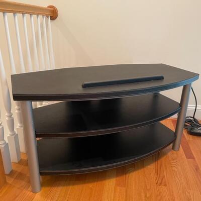 Black leather tv stand