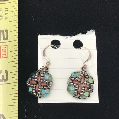 Hand Woven Pierced Earrings teal