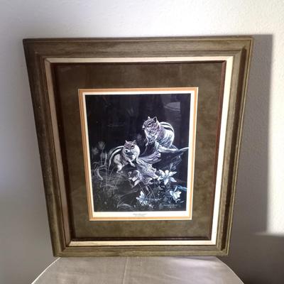 SOLID WOODEN ANIMALS AND FRAMED ART:"EASY KEEPERS" BY JOCELYN LILLPOP