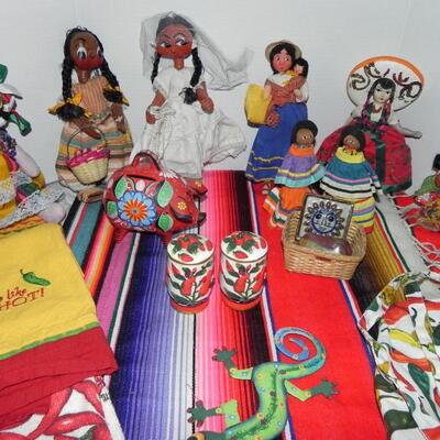 " SOUTH OF THE BORDER"-DOLLS-PIGGY BANK-SALT & PEPPER SHAKERS-MORE