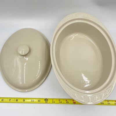LONGABERGER POTTERY OVAL CASSEROLE DISH W/LID
