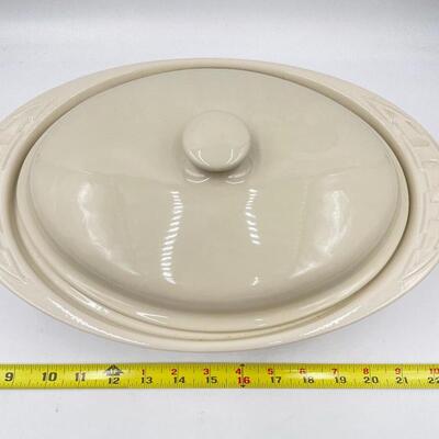 LONGABERGER POTTERY OVAL CASSEROLE DISH W/LID