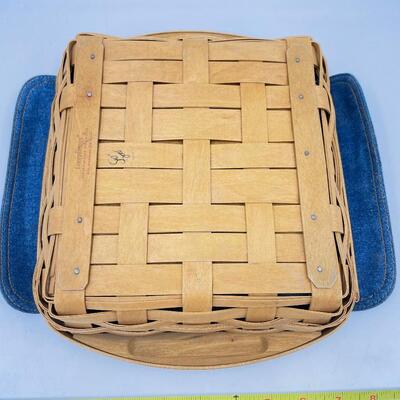 LONGABERGER 2005 SQUARE BASKET W/DENIM LINER