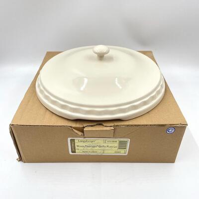 LONGABERGER POTTERY IVORY â€œWOVEN TRADITIONSâ€ GB PIE PLATE LID