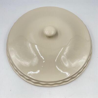 LONGABERGER POTTERY IVORY â€œWOVEN TRADITIONSâ€ GB PIE PLATE LID