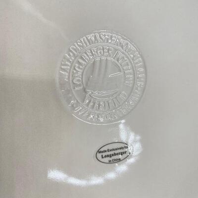 LONGABERGER POTTERY IVORY â€œWOVEN TRADITIONSâ€ GB PIE PLATE LID