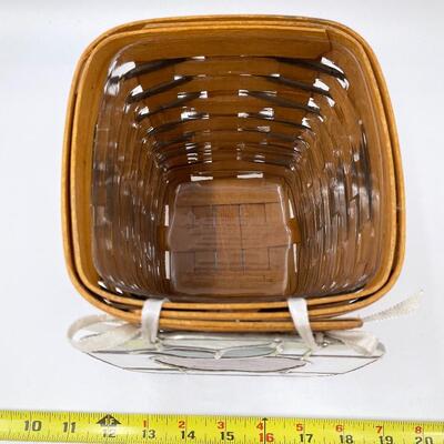 LONGABERGER 1994 HEARTLAND SMALL SPOON BASKET W/ STAINED GLASS APPLE LID