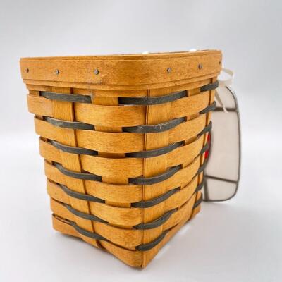 LONGABERGER 1994 HEARTLAND SMALL SPOON BASKET W/ STAINED GLASS APPLE LID
