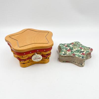 LONGABERGER 2001 TREE TRIMMING â€œTWINKLE TWINKLEâ€ STAR BASKET & 8 COASTERS