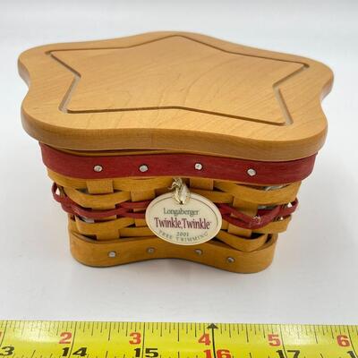 LONGABERGER 2001 TREE TRIMMING â€œTWINKLE TWINKLEâ€ STAR BASKET & 8 COASTERS