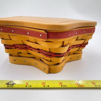 LONGABERGER 2001 STAR BASKET W/ LID & HOLLY LINER