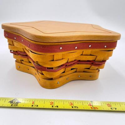 LONGABERGER 2001 STAR BASKET W/ LID & HOLLY LINER