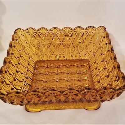 Lot #1  Vintage Amber Glass Trio - Bowl/2 candlesticks