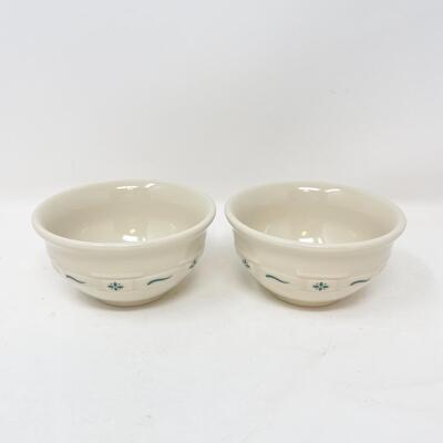 LONGABERGER POTTERY WOVEN TRADITIONS SMALL HARVEST GREEN BOWLS